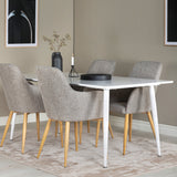 Polar Jídelní stůl 180 cm - Bílá deska / Bílé nohy +Comfort - Jídelní židle - Dub/Světle šedá _4