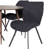 Plaza Kulatý stůl 100 cm - Ořechová deska - Ořechové nohy+Jídelní židle Gemma - Černé nohy - Černá Fabric_4