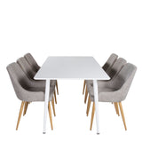 Polar Jídelní stůl 180 cm - Bílá deska / Bílé nohy +Plaza - Jídelní židle - Dub/Světle šedá _6