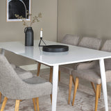 Polar Jídelní stůl 180 cm - Bílá deska / Bílé nohy +Plaza - Jídelní židle - Dub/Světle šedá _6