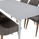 Polar Jídelní stůl 180 cm - Bílá deska / Bílé nohy +Plaza - Jídelní židle - Dub/Světle šedá _6