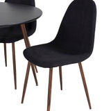 Kulatý stůl Plaza 100 cm - Černá deska - Ořechové nohy+Jídelní židle Polar - Ořechové nohy - Černá Fabric_4