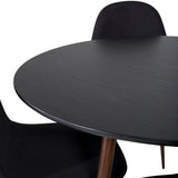 Kulatý stůl Plaza 100 cm - Černá deska - Ořechové nohy+Jídelní židle Polar - Ořechové nohy - Černá Fabric_4