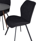 Kulatý stůl Plaza 100 cm - Černá deska - Ořechové nohy+Jídelní židle Gemma - Černé nohy - Černá Fabric_4