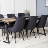 Jídelní stůl v Jakartě. 200*90*H75 - Tmavý teak / Black+Velvet Deluxe Jídelní židle - Černé nohy - Black Fabric_6