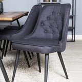 Jídelní stůl v Jakartě. 200*90*H75 - Tmavý teak / Black+Velvet Deluxe Jídelní židle - Černé nohy - Black Fabric_6