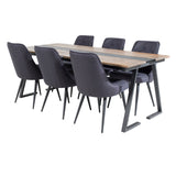 Jídelní stůl v Jakartě. 200*90*H75 - Tmavý teak / Black+Velvet Deluxe Jídelní židle - Černé nohy - Black Fabric_6