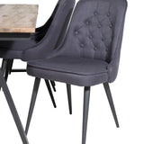 Jídelní stůl v Jakartě. 200*90*H75 - Tmavý teak / Black+Velvet Deluxe Jídelní židle - Černé nohy - Black Fabric_6