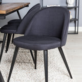 Jídelní stůl v Jakartě. 200*90*H75 - Tmavý týk / Černá+Sametová jídelní židle - Černé nohy- Black Fabric_6