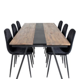 Jídelní stůl v Jakartě. 200*90*H75 - Tmavý teak / Černá+Polar Diamond Jídelní židle - Černé nohy - Black Velvet_6