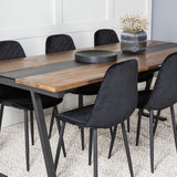 Jídelní stůl v Jakartě. 200*90*H75 - Tmavý teak / Černá+Polar Diamond Jídelní židle - Černé nohy - Black Velvet_6