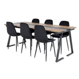 Jídelní stůl v Jakartě. 200*90*H75 - Tmavý teak / Černá+Polar Diamond Jídelní židle - Černé nohy - Black Velvet_6