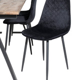 Jídelní stůl v Jakartě. 200*90*H75 - Tmavý teak / Černá+Polar Diamond Jídelní židle - Černé nohy - Black Velvet_6