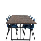 Jídelní stůl Padang - 250*100*H76 - Tmavý teak / Černá+Arktická jídelní židle - Černé nohy - Modrý plast_6