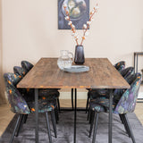 Jídelní stůl Padang - 250*100*H76 - Tmavý teak / Černá+Velvetová jídelní židle - Black Flower fabric_6
