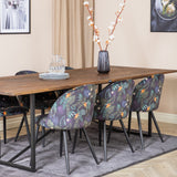 Jídelní stůl Padang - 250*100*H76 - Tmavý teak / Černá+Velvetová jídelní židle - Black Flower fabric_6