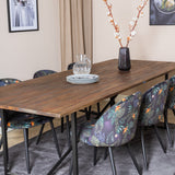 Jídelní stůl Padang - 250*100*H76 - Tmavý teak / Černá+Velvetová jídelní židle - Black Flower fabric_6