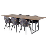 Jídelní stůl Padang - 250*100*H76 - Tmavý teak / Černá+Velvetová jídelní židle - Black Flower fabric_6