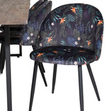 Jídelní stůl Padang - 250*100*H76 - Tmavý teak / Černá+Velvetová jídelní židle - Black Flower fabric_6