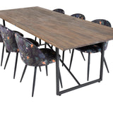 Jídelní stůl Padang - 250*100*H76 - Tmavý teak / Černá+Velvetová jídelní židle - Black Flower fabric_6