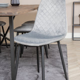 Jídelní stůl Padang - 250*100*H76 - Tmavý teak / Černá+Polar Diamond Jídelní židle - Černé nohy - Šedá Velvet_6