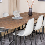 Jídelní stůl Padang - 250*100*H76 - Tmavý teak / Černá+Polar Diamond Jídelní židle - Černé nohy - Šedá Velvet_6