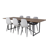 Jídelní stůl Padang - 250*100*H76 - Tmavý teak / Černá+Polar Diamond Jídelní židle - Černé nohy - Šedá Velvet_6