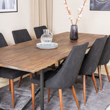 Jídelní stůl Padang - 250*100*H76 - Tmavý teak / Černá+Leone Jídelní židle - Ořechové nohy - Černá Fabric_6