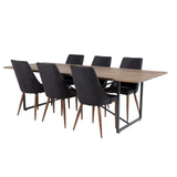 Jídelní stůl Padang - 250*100*H76 - Tmavý teak / Černá+Leone Jídelní židle - Ořechové nohy - Černá Fabric_6