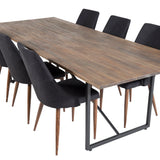 Jídelní stůl Padang - 250*100*H76 - Tmavý teak / Černá+Leone Jídelní židle - Ořechové nohy - Černá Fabric_6