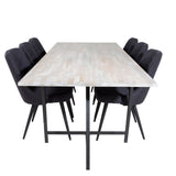 Jídelní stůl Jepara - 250*100*H76 - Šedá /Černá+Velvetová luxusní jídelní židle - Černé nohy - Černá Fabric_6