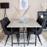 Jídelní stůl Jepara - 250*100*H76 - Šedá /Černá+Velvetová luxusní jídelní židle - Černé nohy - Černá Fabric_6