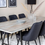 Jídelní stůl Jepara - 250*100*H76 - Šedá /Černá+Velvetová luxusní jídelní židle - Černé nohy - Černá Fabric_6