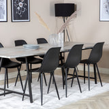 Jídelní stůl Jepara - 250*100*H76 - Šedá /Černá+Polar Plastová jídelní židle - Černé nohy / Černý Plast_6