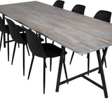 Jídelní stůl Jepara - 250*100*H76 - Šedá /Černá+Polar Plastová jídelní židle - Černé nohy / Černý Plast_6