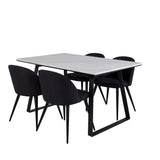 Jídelní stůl Estelle 140*90 - Bílá / Černá + Sametová jídelní židle - Černé nohy - Černá Fabric_4