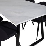 Jídelní stůl Estelle 140*90 - Bílá / Černá + Sametová jídelní židle - Černé nohy - Černá Fabric_4