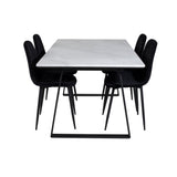 Jídelní stůl Estelle 140*90 - Bílá / Černá + Polar Diamond Jídelní židle - Černé nohy - Black Velvet_4