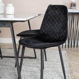 Jídelní stůl Estelle 140*90 - Bílá / Černá + Polar Diamond Jídelní židle - Černé nohy - Black Velvet_4