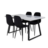Jídelní stůl Estelle 140*90 - Bílá / Černá + Polar Diamond Jídelní židle - Černé nohy - Black Velvet_4