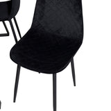 Jídelní stůl Estelle 140*90 - Bílá / Černá + Polar Diamond Jídelní židle - Černé nohy - Black Velvet_4