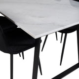 Jídelní stůl Estelle 140*90 - Bílá / Černá + Polar Diamond Jídelní židle - Černé nohy - Black Velvet_4