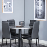 Jídelní stůl Razzia ø106 cm - Šedá / Černá + Slim jídelní židle s vysokým opěradlem - Černé nohy - Černá PU_4