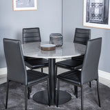 Jídelní stůl Razzia ø106 cm - Šedá / Černá + Slim jídelní židle s vysokým opěradlem - Černé nohy - Černá PU_4