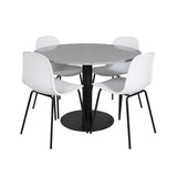 Razzia Jídelní stůl ø106cm - Šedá / Černá + Jídelní židle Arctic - Černé nohy - Bílý Plast_4