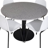 Razzia Jídelní stůl ø106cm - Šedá / Černá + Jídelní židle Arctic - Černé nohy - Bílý Plast_4