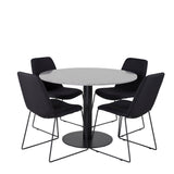 Jídelní stůl Razzia ø106 cm - Šedá / Černá + Muce Jídelní židle - Černé nohy - Černá Fabric_4