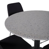 Jídelní stůl Razzia ø106 cm - Šedá / Černá + Muce Jídelní židle - Černé nohy - Černá Fabric_4