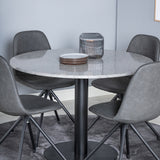 Razzia Jídelní stůl ø106cm - Šedá / Černá + Polar Jídelní židle s funkcí Spin - černá Nohy - Černá PU - Černá Stitches_4