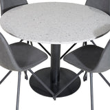 Razzia Jídelní stůl ø106cm - Šedá / Černá + Polar Jídelní židle s funkcí Spin - černá Nohy - Černá PU - Černá Stitches_4